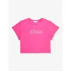 CHLOÉ CHLOE GIRLS PINK KIDS LOGO-EMBROIDERED SHORT-SLEEVE COTTON-JERSEY T-SHIRT 8-14 YEARS