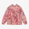 Chloé Floral-print Ruffle-detail Blouse In Pink