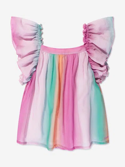 Chloé Kids' Girls Rainbow Ruffle Blouse In Multicoloured