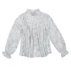 Chloé Chloe Girls Ruffle-trim Marble-print Blouse In Green