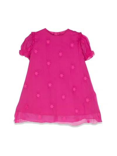 Chloé Girls Silk Cape-sleeve Dress In Pink