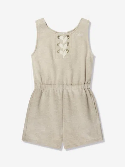 Chloé Kids' Girls Sleeveless Playsuit In Beige