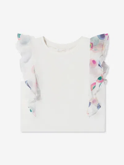 Chloé Kids'  Girls Sleeveless Ruffle T-shirt In Ivory