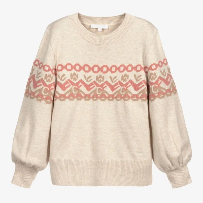 Chloé Girls Teen Beige Cotton Sweater In Neutral