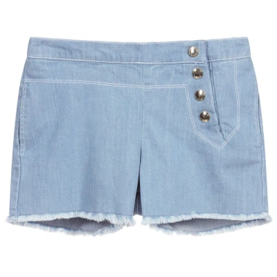 Chloé Girls Teen Blue Denim Logo Shorts