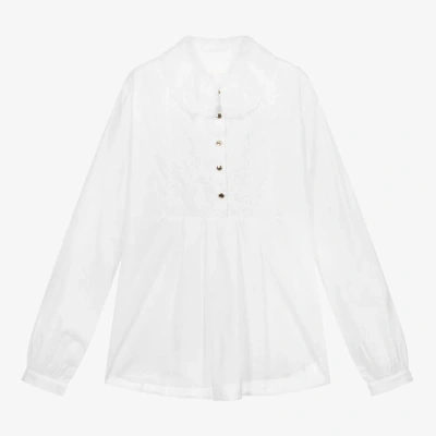 Chloé Girls Teen White Embroidered Blouse