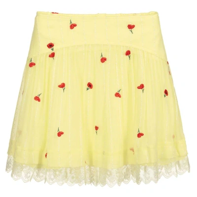 Chloé Girls Teen Yellow Silk Poppy Skirt