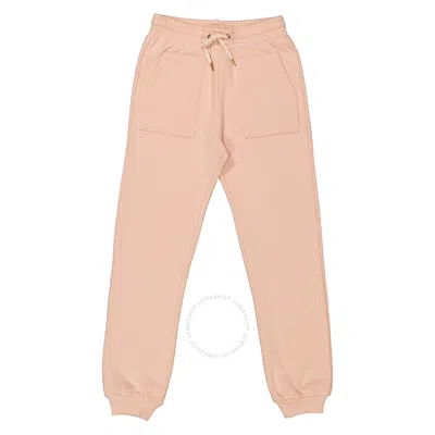 CHLOÉ CHLOE GIRLS WASHED PINK COTTON SCALLOP EMBROIDERY JOGGERS