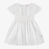 CHLOÉ GIRLS WHITE EMBROIDERED COTTON DRESS