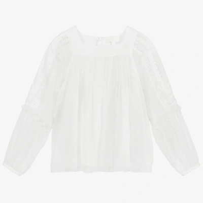 Chloé Kids' Girls White Silk Crêpe Blouse