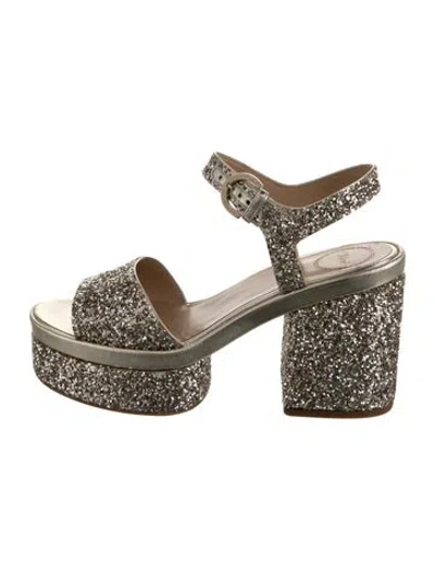 Pre-owned Chloé Glitter Leather Trim Embellishment Sandals