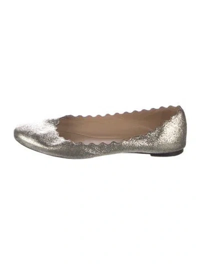 Pre-owned Chloé Glitter Scalloped Accent Ballet Flats