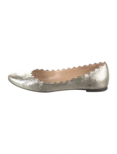 Pre-owned Chloé Glitter Scalloped Accent Ballet Flats