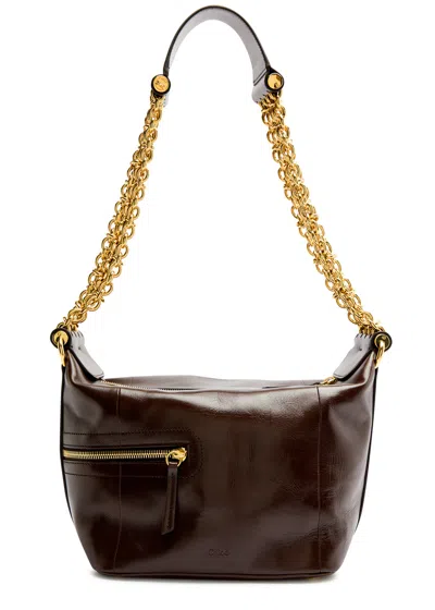 Chloé Chloe Glossed Leather Camera Bag In Brown