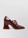 Chloé Glossy Block Heel Pumps With Buckle Straps