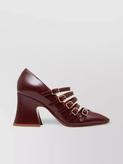 Chloé Glossy Block Heel Pumps With Buckle Straps