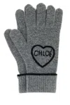 Chloé Grey Wool Blend Gloves In Gray