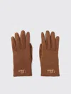 Chloé Iconic Logo Leather Gloves In Brown