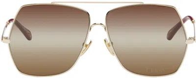 Chloé Gold Aly Sunglasses In 001 Gold