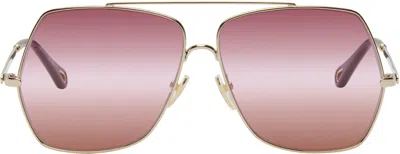 Chloé Gold Aly Sunglasses In 003 Gold