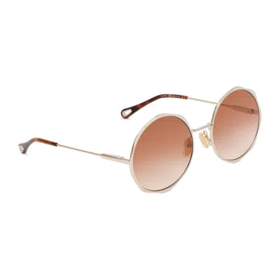 Chloé Gold And Gradient Brick Sunglasses In Neutrals