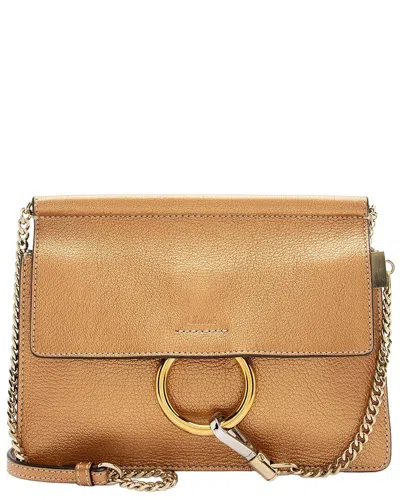 Chloé Gold Calfskin Faye Mini Shoulder Bag (authentic Pre-loved) In Brown