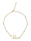 Chloé Vintage Gold Necklace With Cursive Name Pendant And Delicate Chain In Multicolor