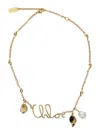 Chloé Gold Colored Necklace With Logo Lettering In Brass Woman In Multicolor