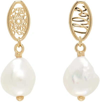 Chloé Gold Darcey Lace Drop Earrings In 105 Pearl