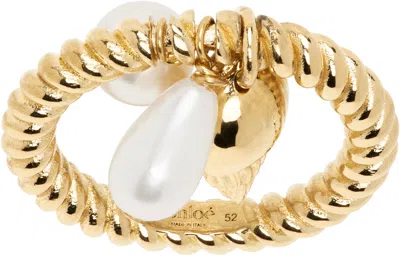 Chloé Gold Faux Pearl Ring In 9dc Vintage Gold