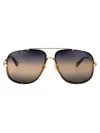 Chloé Gold-gold-blue Metal Sunglasses In Black