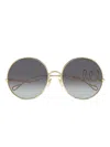 Chloé Gold-gold-grey Metal Sunglasses In Gold