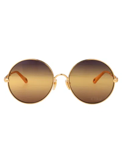 CHLOÉ CHLOÉ GOLD-GOLD-YELLOW METAL SUNGLASSES