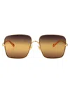 Chloé Gold-gold-yellow Metal Sunglasses In Brown