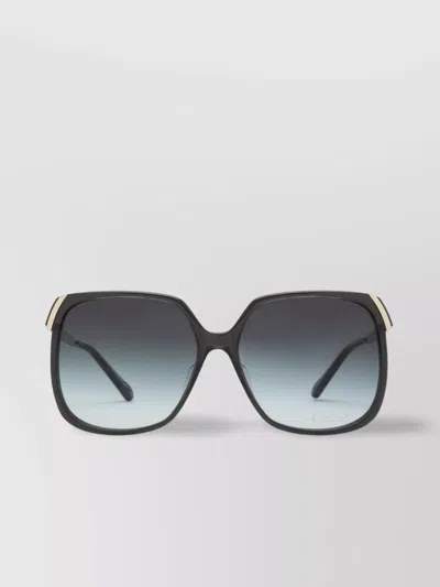 Chloé Gold Gray Square Sunglasses Metal Arms