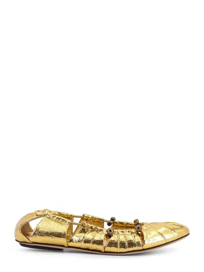 Chloé Metallic Gold Ballerina In Brown