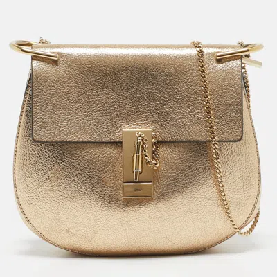 Pre-owned Chloé Gold Leather Medium Drew Shoulder Bag