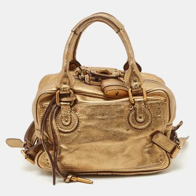 Pre-owned Chloé Gold Leather Paddington Satchel