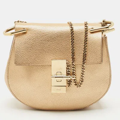 Pre-owned Chloé Gold Leather Small Drew Shoulder Bag