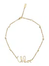 Chloé Vintage Gold Necklace With Cursive Name Pendant And Delicate Chain In Golden