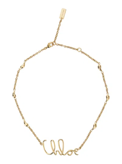 CHLOÉ GOLD LOGO LETTERING NECKLACE