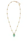 Chloé Gold Metal Necklace Featuring Gemstone Pendant In Gold