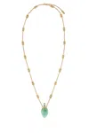 Chloé Gold Metal Necklace Featuring Gemstone Pendant In Gold