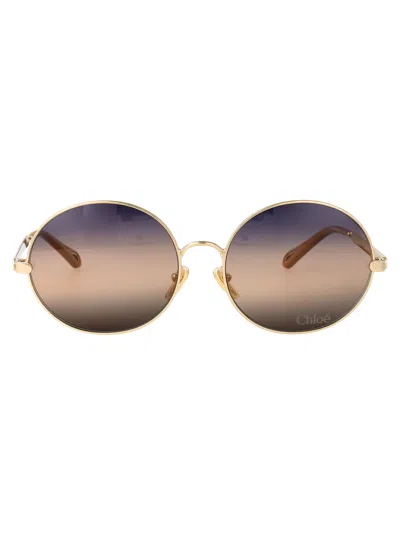 Chloé Gold Metal Sunglasses In Metallic