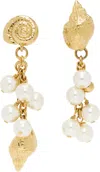 Chloé Womens Vintage Gold Shell-motif Pendant Brass Earrings In 9dc Vintage Gold