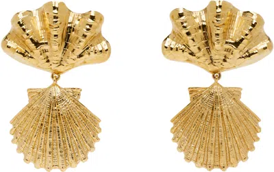 Chloé Shell Design Textured Metal Earrings In Gold