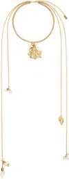 Chloé Gold 'the Chloe Shells Scarf' Necklace In 9dc Vintage Gold
