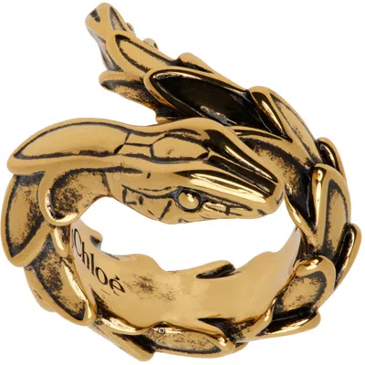 Chloé Gold 'the  Snake' Ring In 9dc Vintage Gold