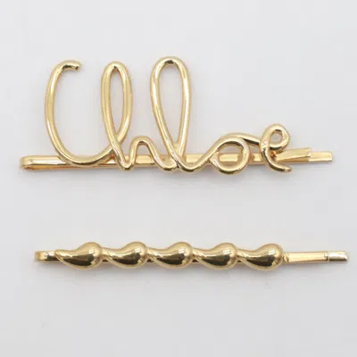 Chloé Chloe Women Gold Metal Chloe Iconic Hair Clips In Metallic