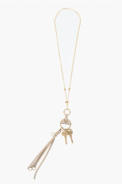 Chloé Gold-tone Metal Necklace With Leather Details